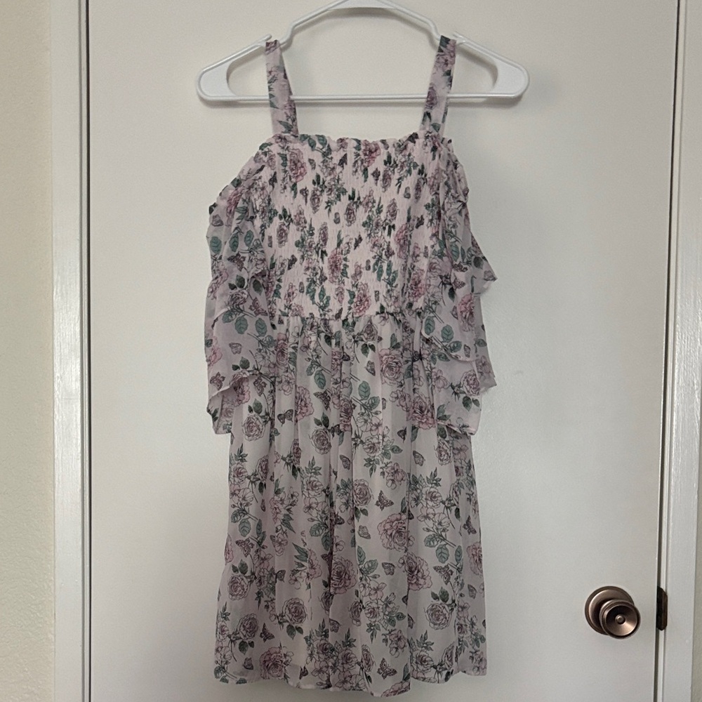 Charming Floral Kids Dress - Purple and Green